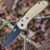 Benchmade Griptilian 551BKSN-S30V, 3.45" S30V Drop Point Black Plain Blade, Sand Color Noryl GTX Handle