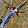 Artisan Orthodox ATZ1817GBUM, 3.75" M390 Satin Blade, Blue Titanium Handle