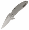 Kershaw Chive Assisted Opening Knife (1600)- 1.90" Stonewashed 420HC Drop Point Blade, Stonewashed Stainless Steel Handle