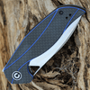 CIVIVI Anthropos Folding Knife (C903B)- 3.25" Satin D2 Drop Point Blade, Blue and Black G-10 and Carbon Fiber Overlay Handles