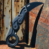 CRKT Provoke Kinematic (CR4040) 2.41" D2 Black TiNi Coated Karambit Plain Blade, Black Alumnium Handle with Finger Ring