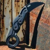 CRKT 4040 Provoke Kinematic morphing karambit with black D2 blade.