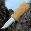 Helle Nying, 2.75 in. Triple Laminated Stainless Steel Blade, Curly Birch Handle