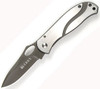 CRKT Pazoda (CR6480) 2.74" 8Cr13MoV Black TiNi Coated Drop Point Plain Blade, Brushed Stainless Steel Handle
