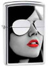 Zippo Z28274 Classic Lighter, Chrome Sunglass-Red Lips, High Polish Chrome