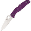 Spyderco Endura 4 (C10FPPR) 3.75" VG10 Flat Ground Satin Manual Plain Blade, Purple FRN Handle