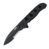 CRKT Carson M21 (CR2112G) 3.13" 8Cr14MoV Black TiNi Coated Veff Serrated Spear Point Partially Serrated Blade, Black G-10 Handle