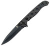 CRKT M16 (CR01KZ) 3.125" AUS-8 Black EDP Coated Spear Point Plain Blade, Black Zytel Handle