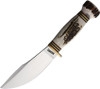Marbles Woodcraft (MR80203) 4.25" Satin Stainless Steel Harpoon Style Plain Blade, Stag Handle