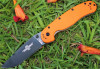 Ontario Rat Folder, Black Blade, Orange Handle, Plain Edge