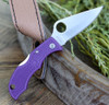 Spyderco Ladybug 3 Key Ring Knife 1-15/16" VG10 Satin Plain Blade, Purple FRN Handles, Lockback - LPRP3