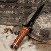 SOG Super Bowie SOGSB1TL — 7.50 in AUS-8 TiNi clip point blade, stacked leather washer handle, stainless crossguard, large fixed blade