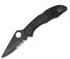 Spyderco Delica® 4 Folding Knife 2-7/8" VG10 Black Combo Blade, Black FRN Handles, Lockback - C11PSBBK