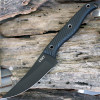 CRKT Clever Girl (CR2709) 4.5" SK5 Carbon Steel Black Powder Coated Trailing Point Plain Blade, Black G-10 Handle, Black GRN MOLLE Compatible Belt Sheath