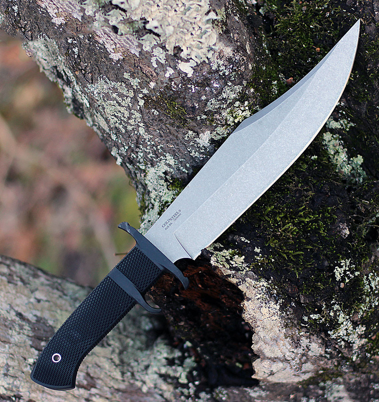 Cold Steel Marauder (CS39LSWBA) 9" AUS-8A Stonewashed Clip Point Plain Blade, Black Kraton Handle