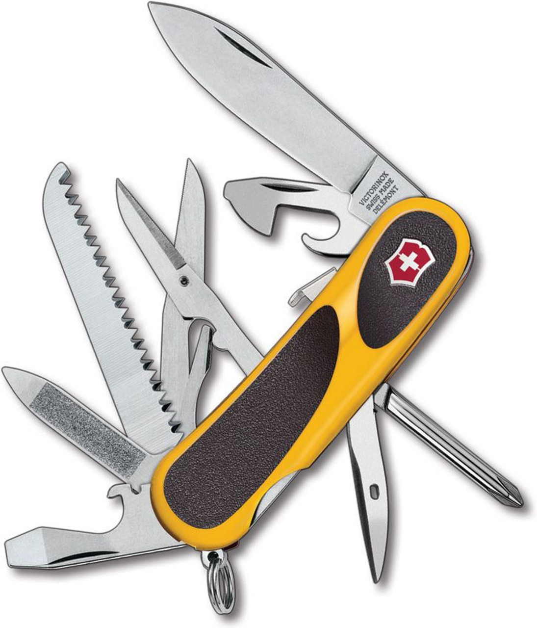 Victorinox Evolution Grip S18 Yellow Swiss Army Knife, 15 Functions, Yellow & Black