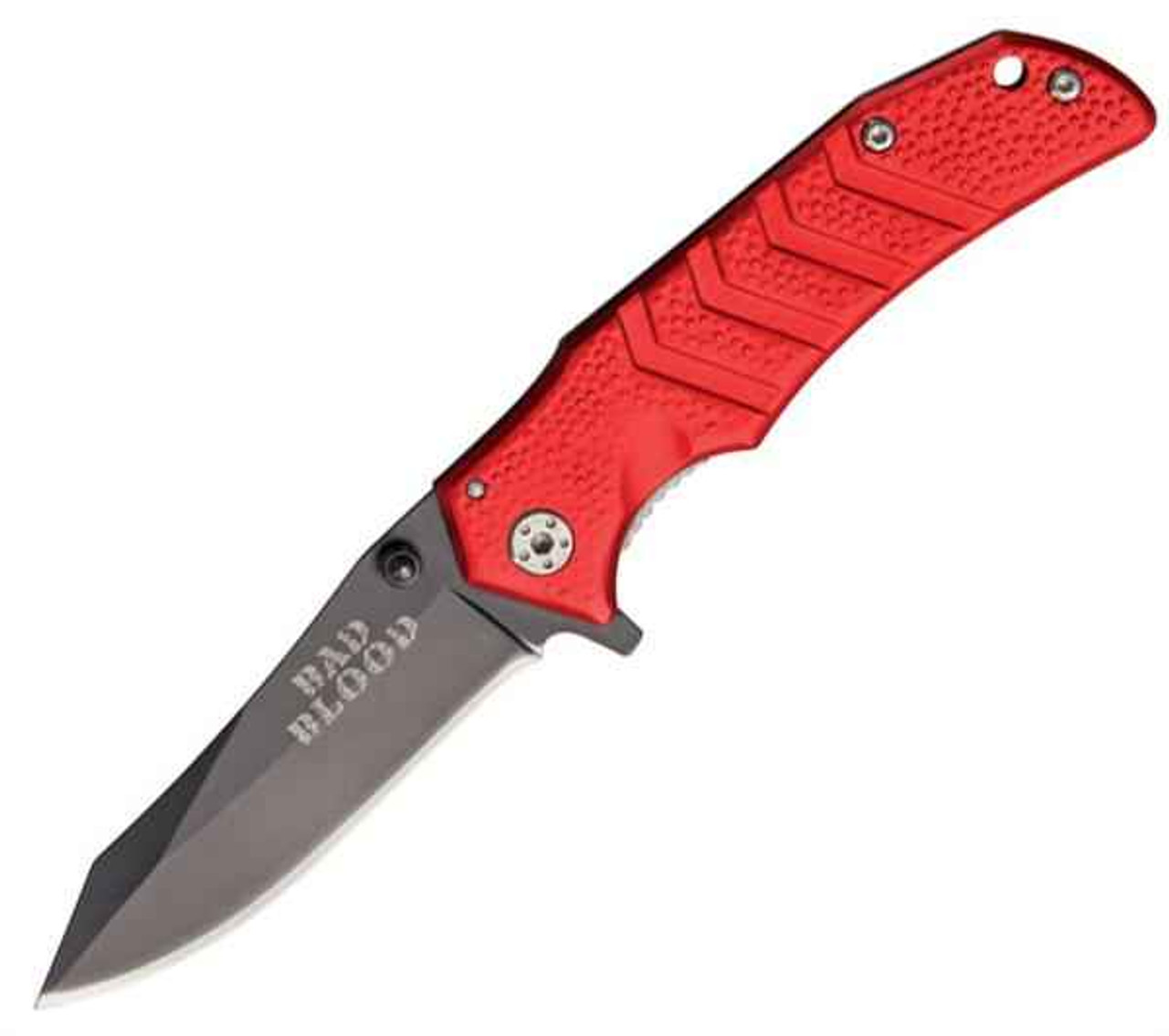 Bad Blood 0111RD Linerlock, 2.75" 440 SS Plain Blade, Red Aluminum Handle-DISCONTINUED