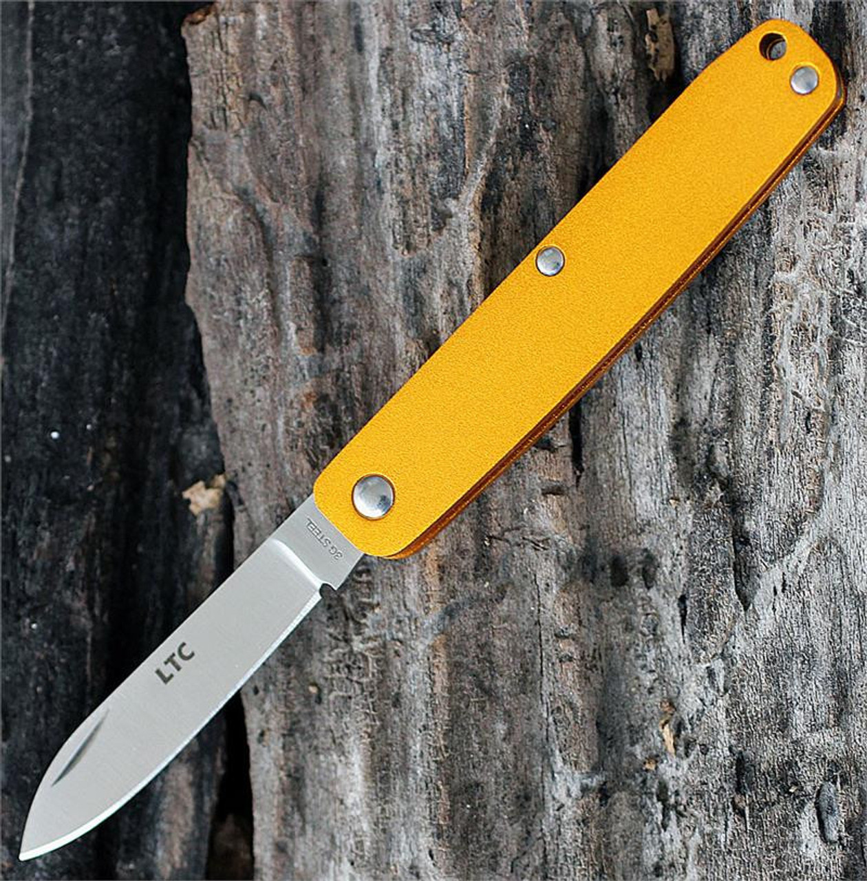 Fallkniven Legal to Carry Pen Knife (LTCOR) 2.3" 3G Satin Drop Point Plain Blade, Orange Aluminum Handle