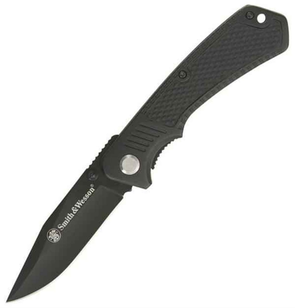Smith & Wesson Bullseye Linerlock, Black coated clip point blade