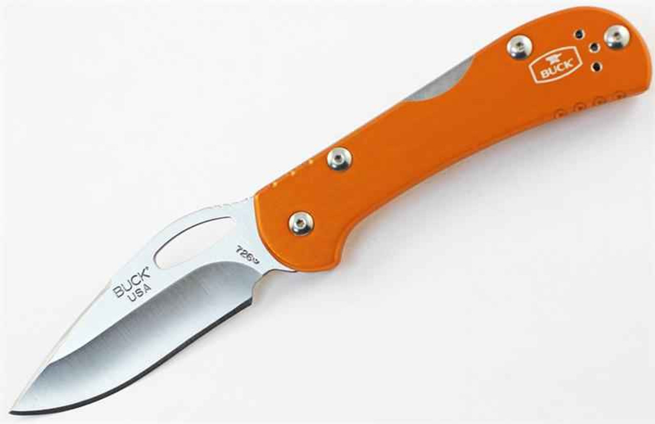 Buck Mini Spitfire (BU726ORS) 2.75" 420HC Drop Point Plain Blade, Orange Anodized Aluminum
