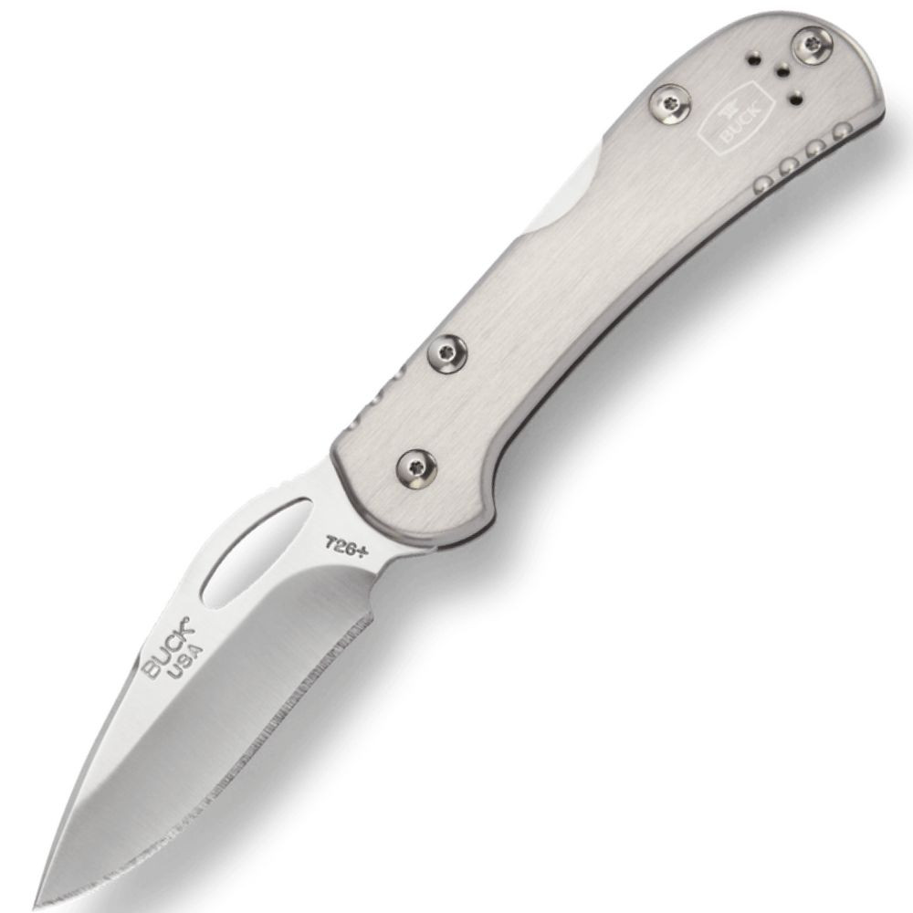 Buck Mini SpitFire (BU726GYS) 2.75" 420HC Drop Point Plain Blade, Gray Anodized Aluminum