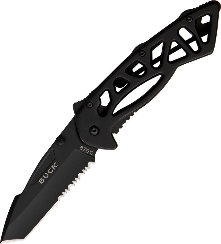 Buck 870 Bones – Black Coated, 3" 420HC Combo Blade Folding Knife 0870BKX