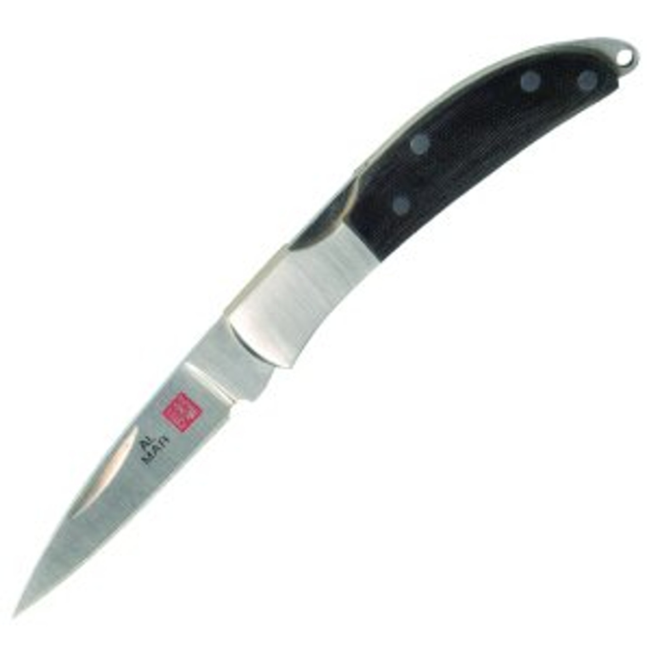 Al Mar 1001BM Osprey, 1.65" AUS-8 SS Plain Blade, Black Micarta