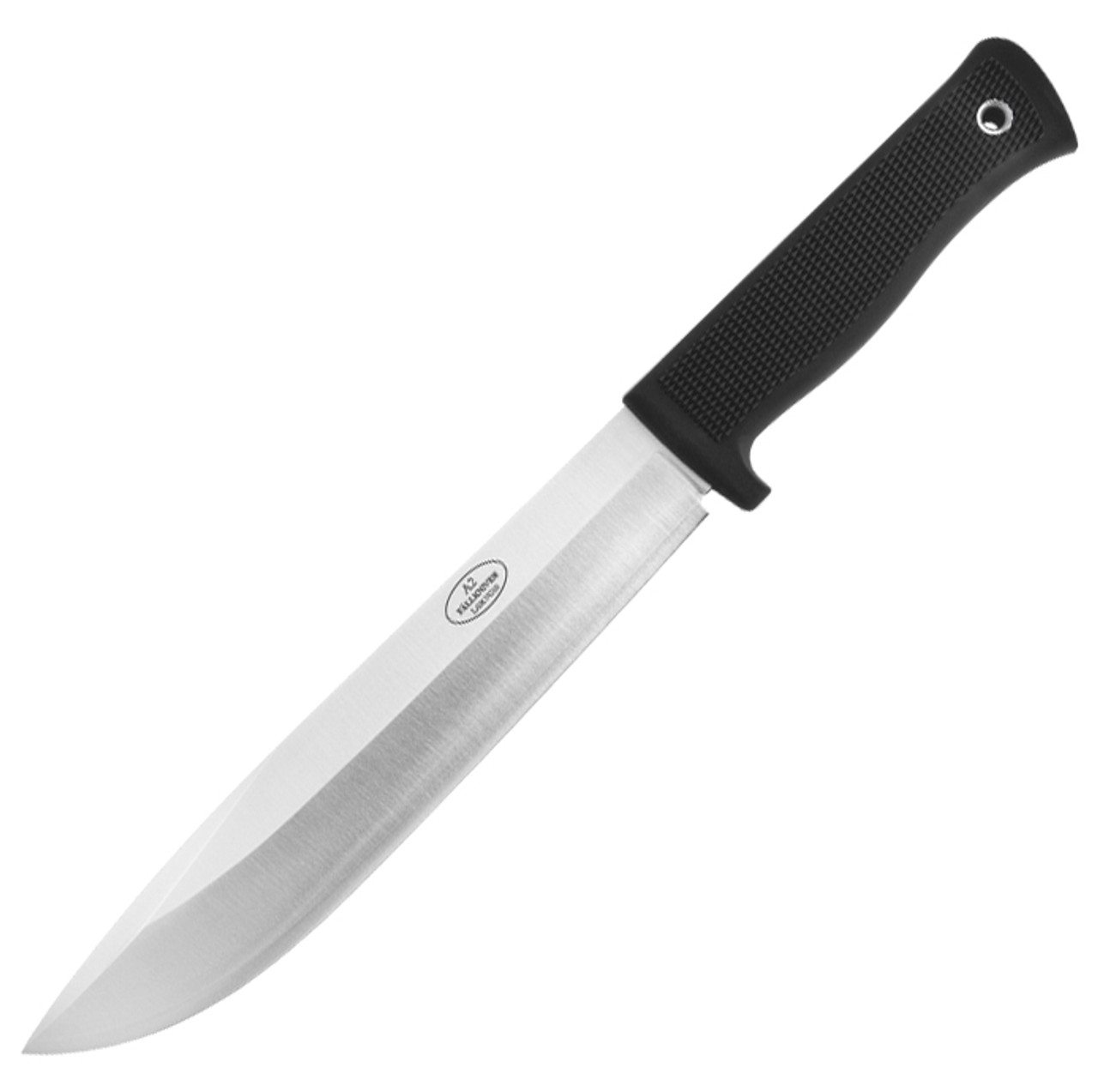 Fallkniven Wildernes Knife (A2) 7.95" Lam. VG10 Clip Point Satin Plain Blade, Black Kraton Handle, Black Leather Sheath