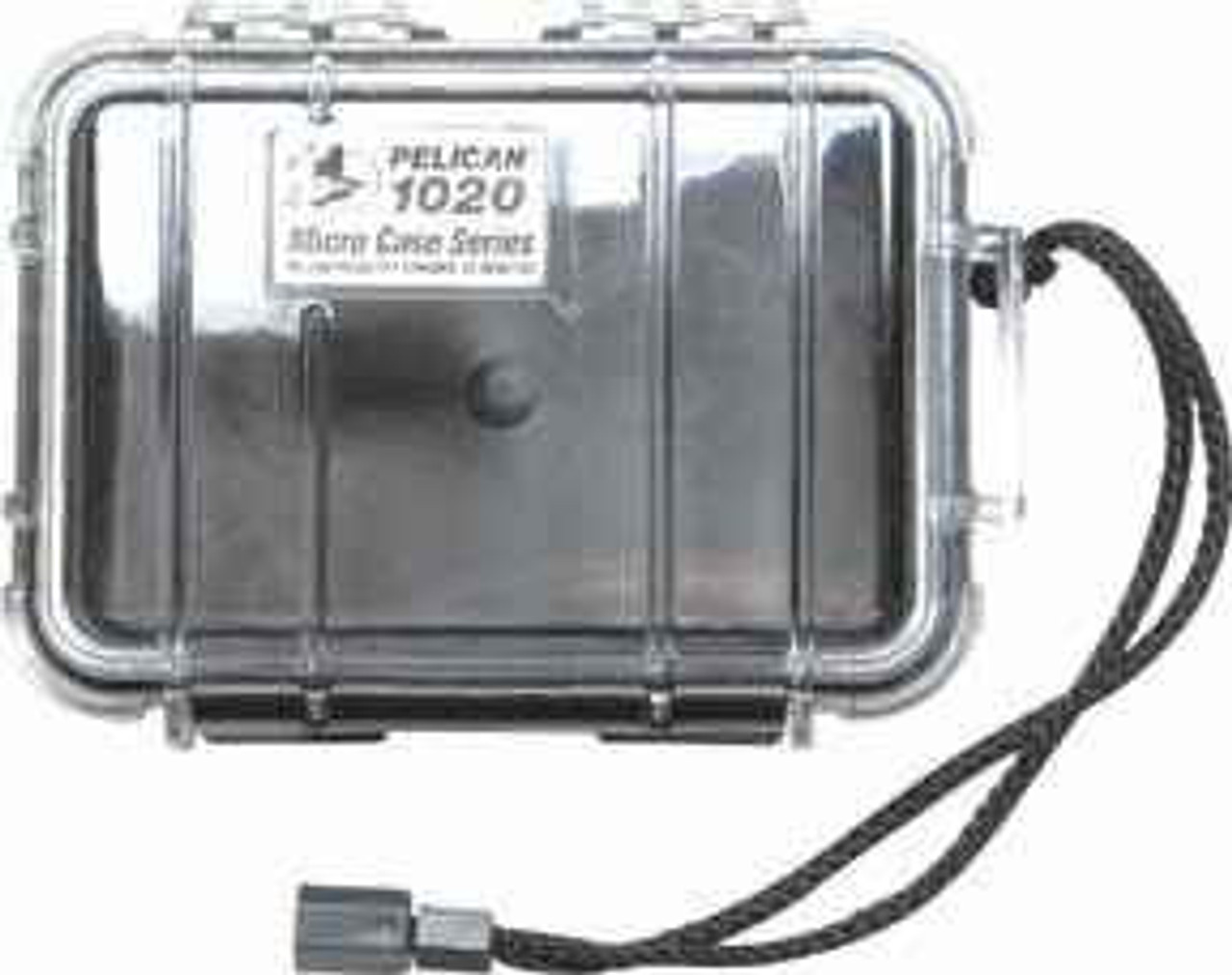 Pelican Medium Micro Case. Clear lid and black bottom. Interior measurement 5 3/8" x 3 5/8" x 1 11/16"