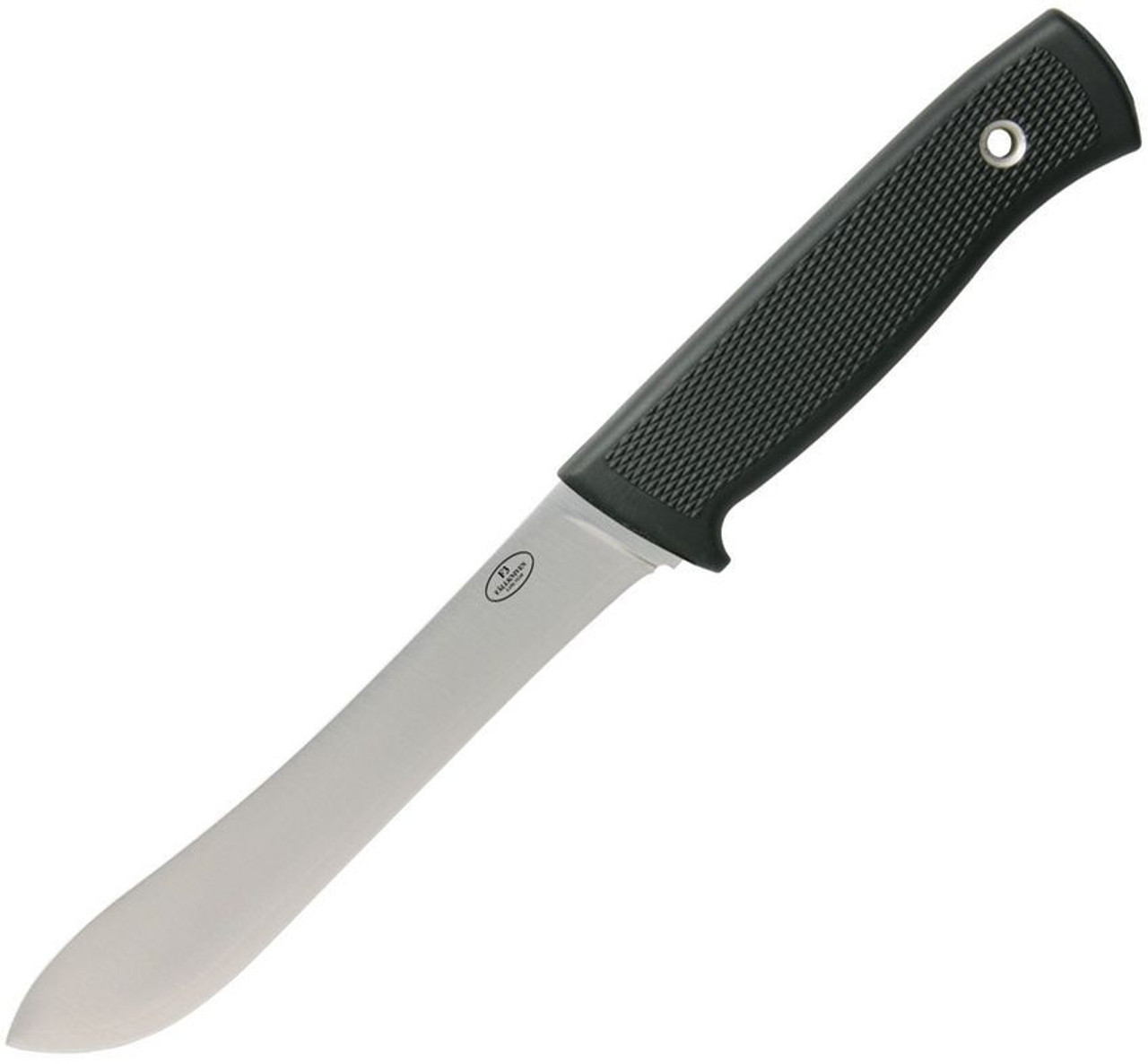 Fallkniven F3 Butcher Knife (F3Z) 5.13" VG-10 Satin Drop Point Plain Blade, Black Thermorun Handle , Black Zytel Sheath