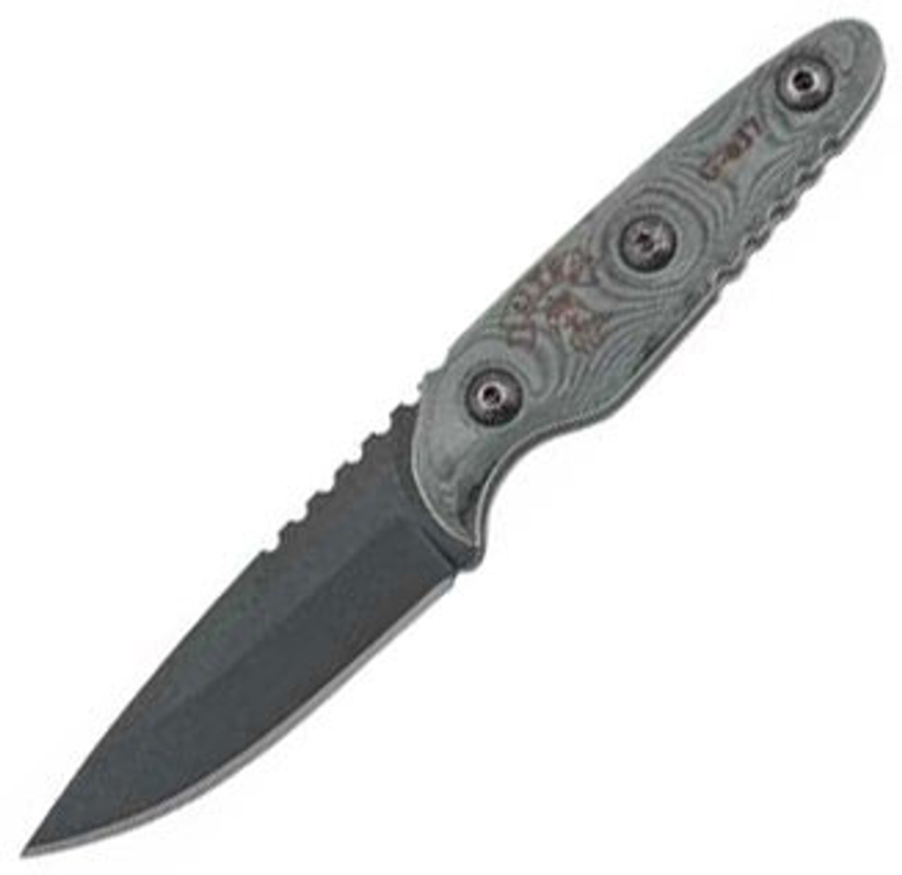 Tops UTE 6 1/2 in. Black Traction Coating, Black Linen Micarta, Drop Point
