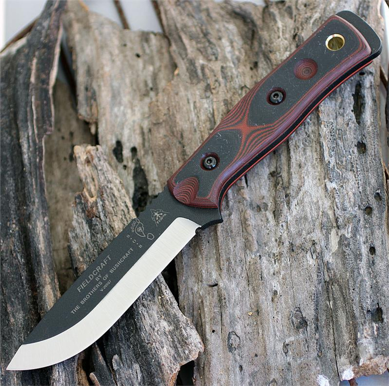 TOPS Knives B.O.B. Fieldcraft Red/Blk G10 (4.6" 1095 HC Plain) BROSRB