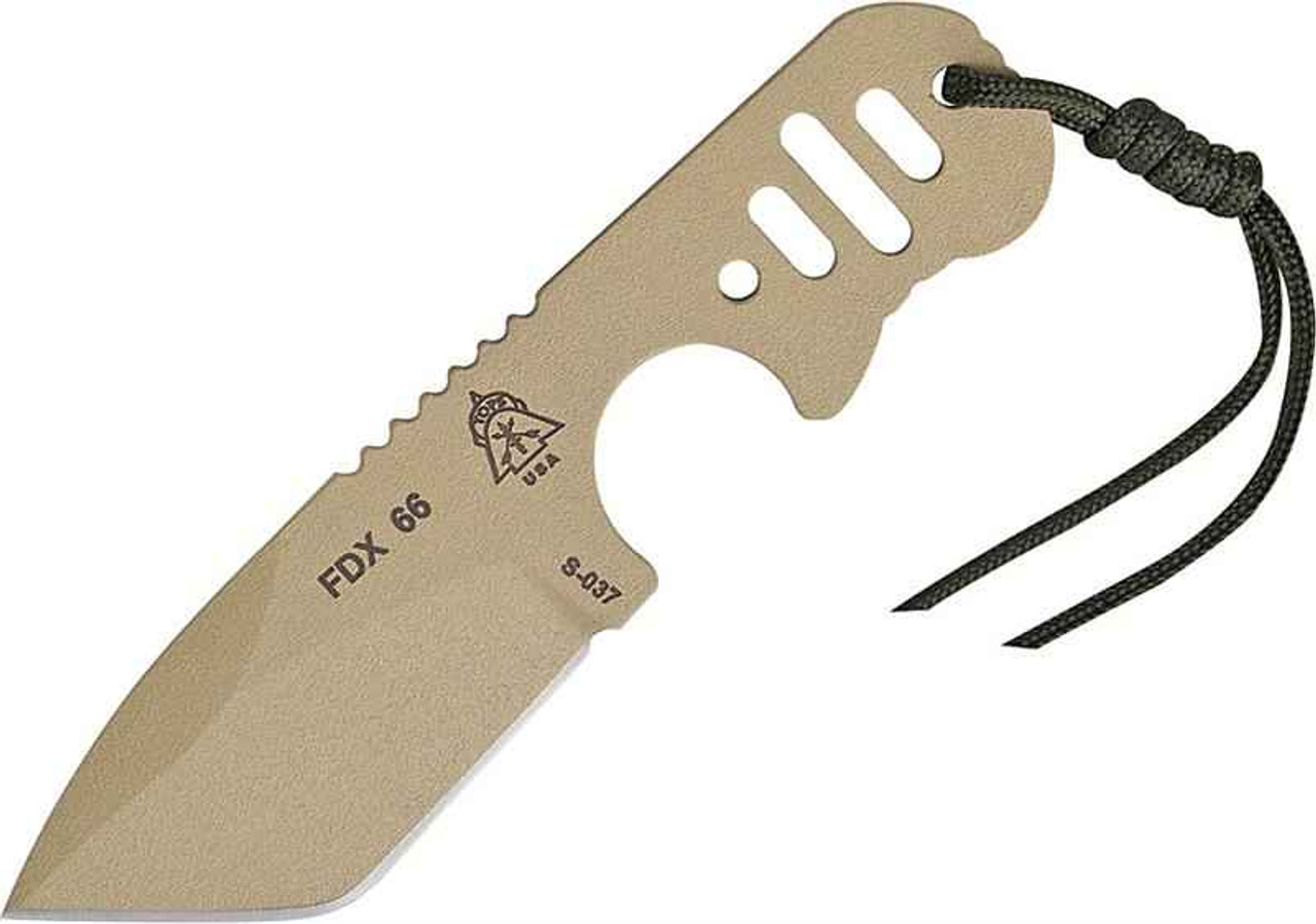 TOPS Knives FDX 66, Coyote Tan 1095 High Carbon, Skeletonized Handle