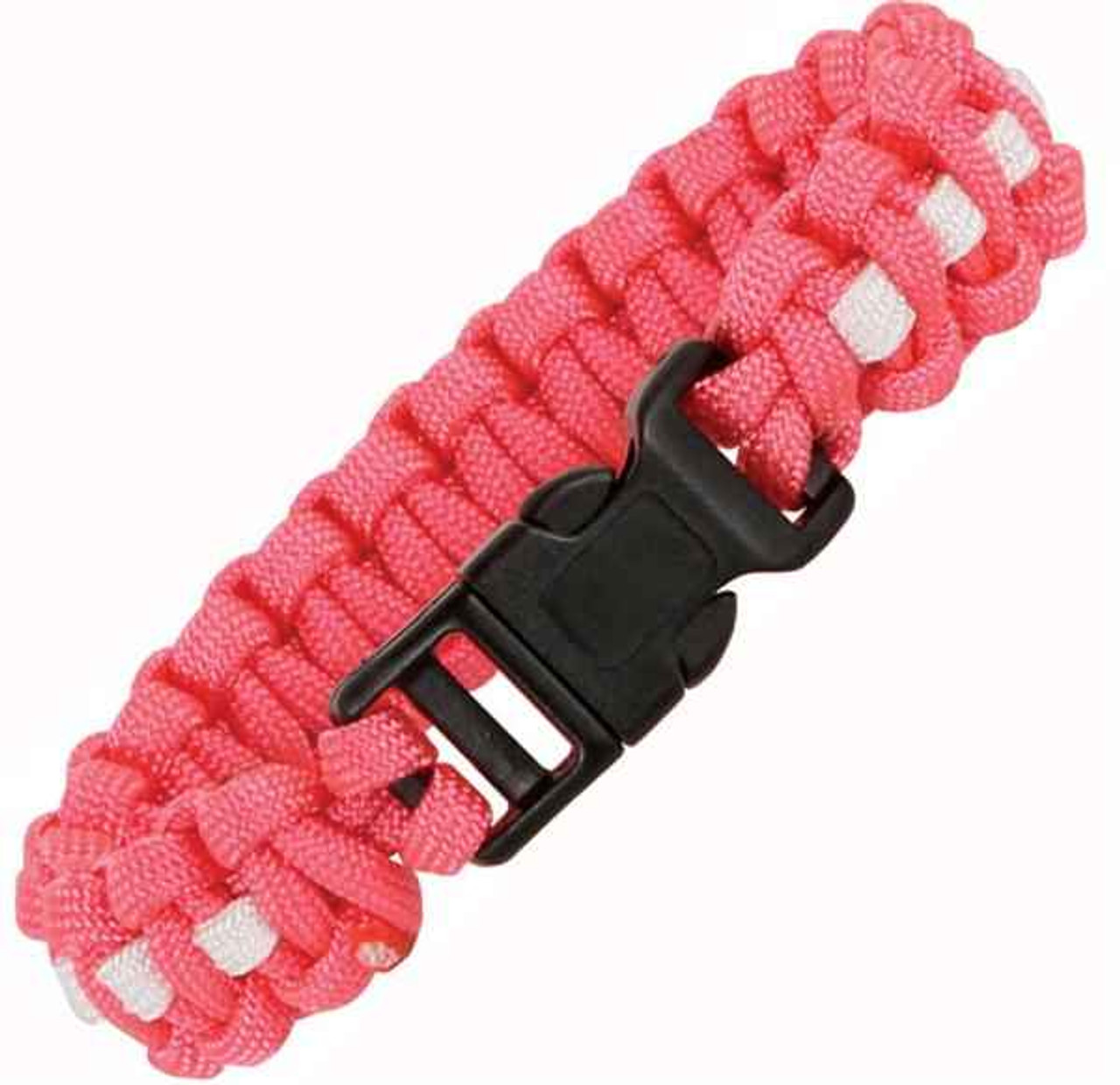 Knotty Boys Hot pink and White Breast Cancer Awareness Survival Bracelet - Single Weave. Large