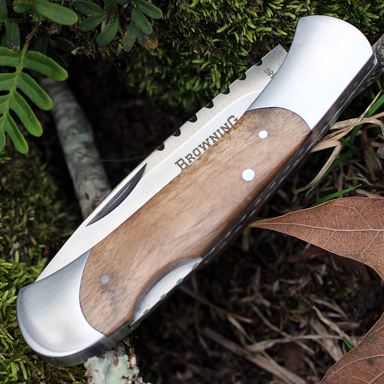 Browning Lockback, 4" Closed, Burl Wood Handles