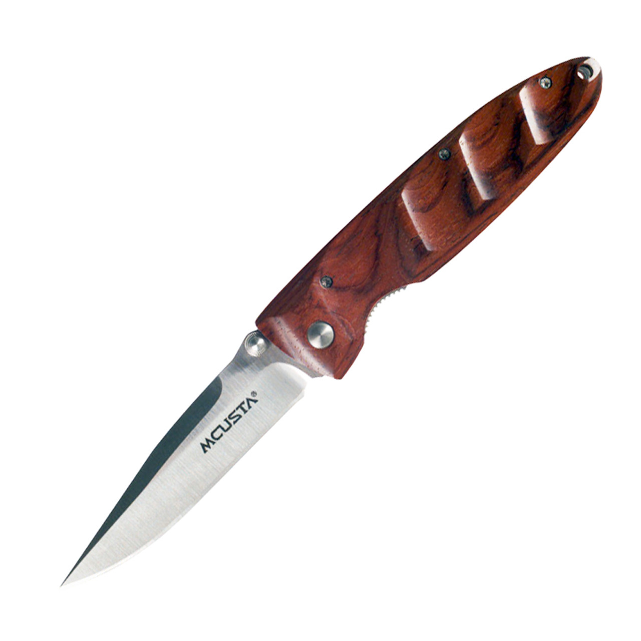 Mcusta Basic Folding Knife (MC-0014) -  3.3" VG-10 Satin Blade, Wood Cocobolo Grooved Handle