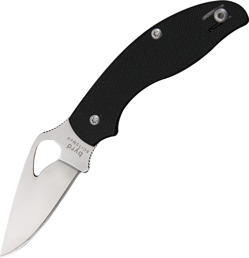 Byrd Tern (BY23GP) 2.75" 8Cr13Mov Satin Drop Point Plain Blade, Black G-10 Handle