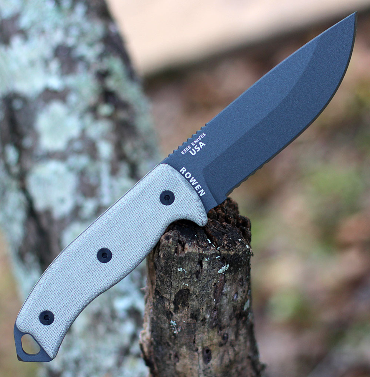 ESEE-5 Fixed Blade Knife (ESEE-5S-TG)-5.25" Tactical Gray 1095 Partially Serrated Drop Point Blade, Tan Micarta Handle