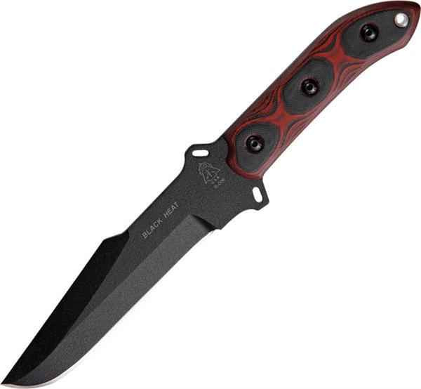 TOPS Black Heat, Red & Black G10 Handle, w/ Black Kydex Sheath