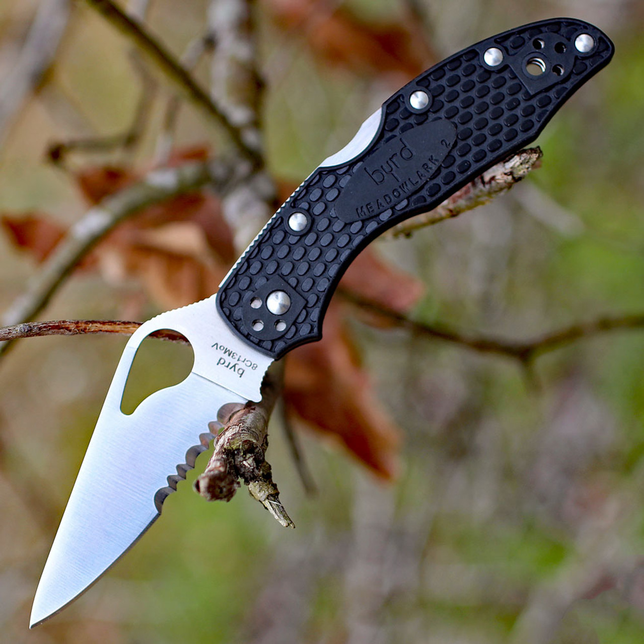 Byrd Meadowlark 2 (BY04PSBK2) 2.97" 8Cr13MoV Satin Drop Point Plain Blade, Gray Stainless Steel Handle