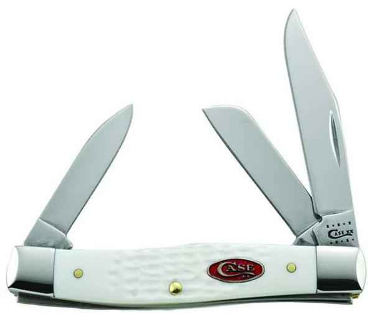 Case 60184 SparXX Medium Stockman, Jigged White Synthetic Handle (63032 SS)