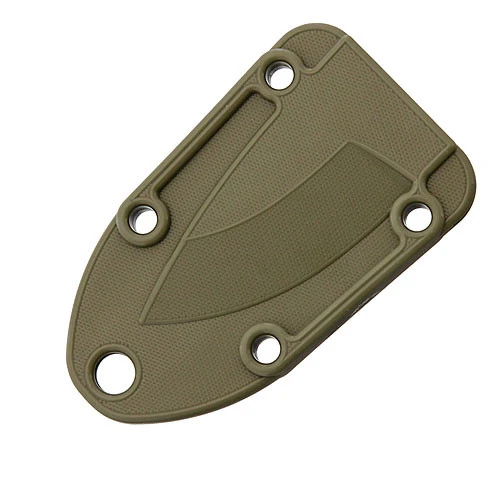 The ESEE Candiru Molded Sheath (ESEE-CAN-SHEATH-OD) in OD Green injection molded plastic, shown with its lashing hole. Sheath only; the knife is not included.