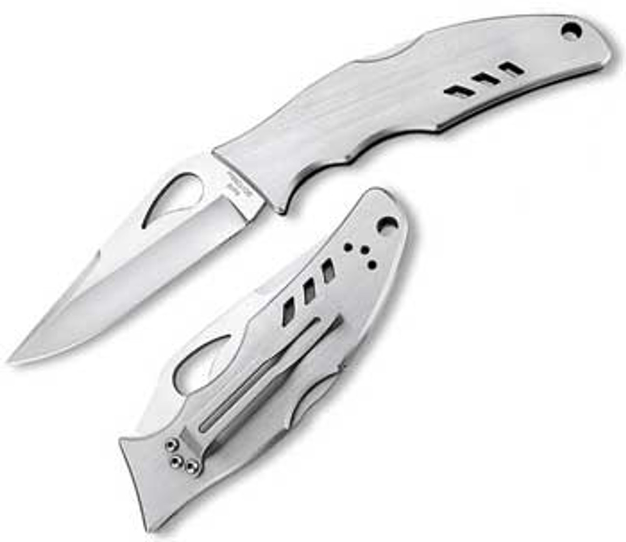 Byrd Flight (BY05P) 3.33" 8Cr13MoV Satin Clip Point PLain Blade, Brushed Stainless Steel Handle
