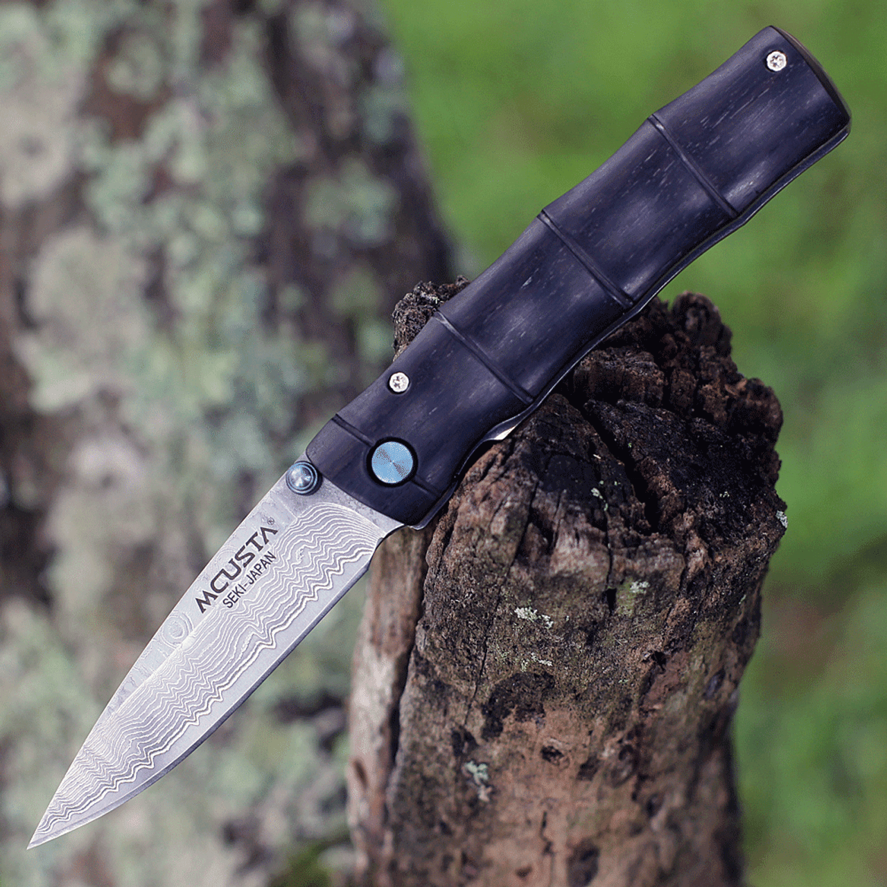 Mcusta Shinra MC-0076D, 2.75" Take Damascus Blade, Staminawood Handle