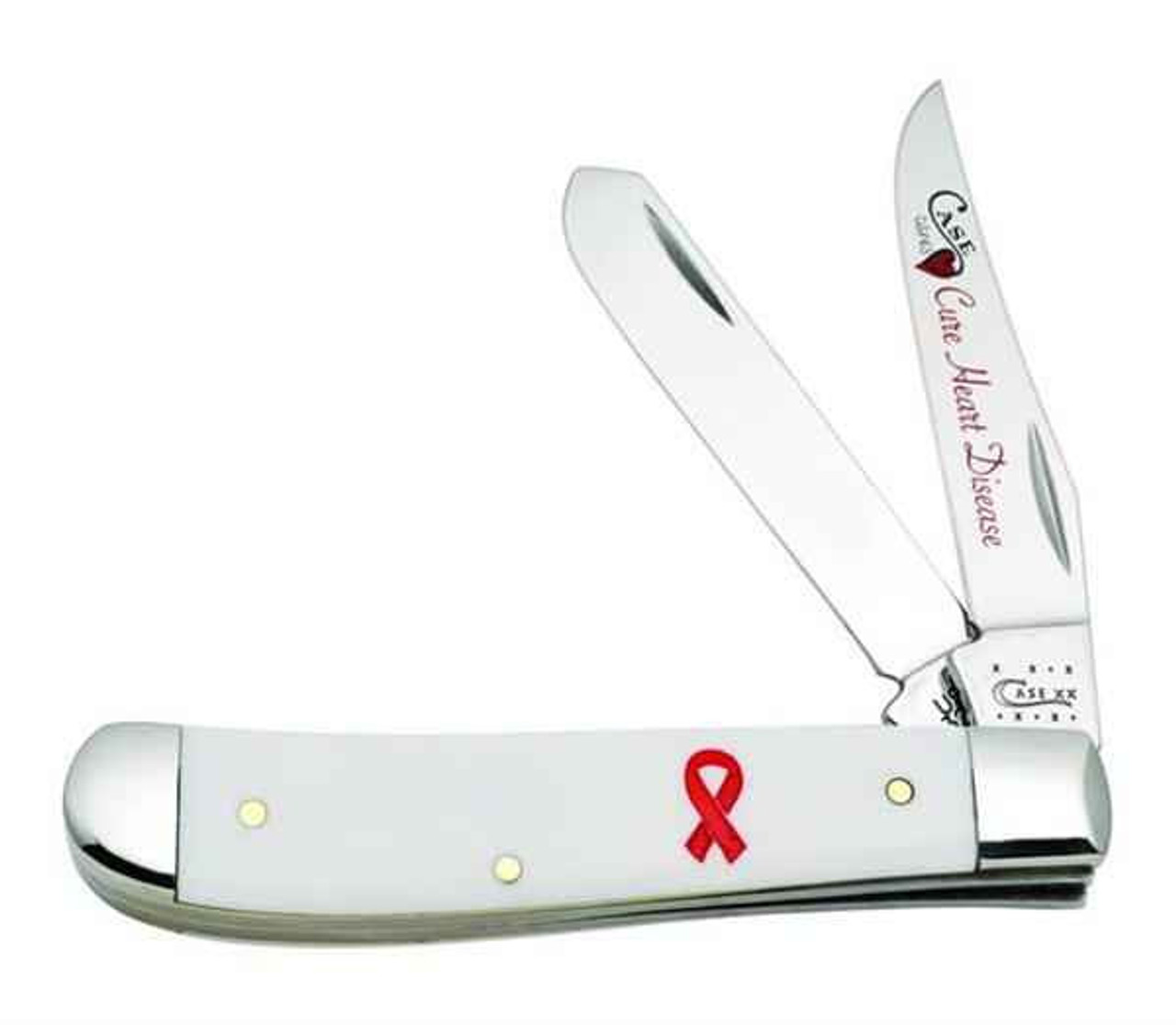 Case 12402 Mini Trapper, Cares Heart Disease, Smooth White Synthetic (4207 SS)
