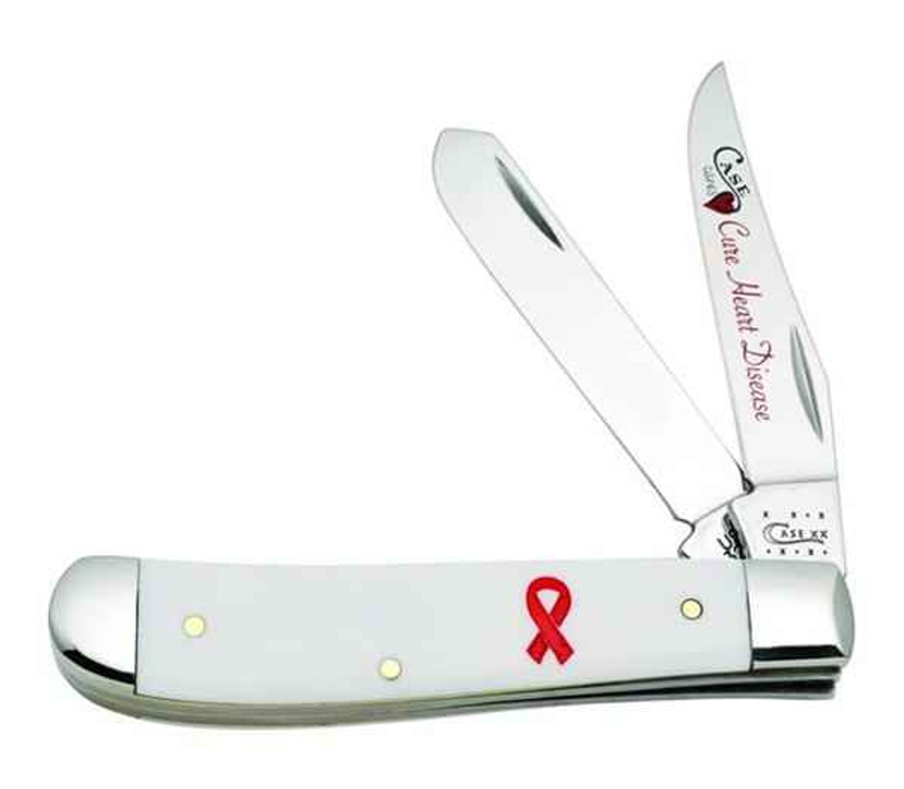 Case 12402 Mini Trapper, Cares Heart Disease, Smooth White Synthetic (4207 SS)