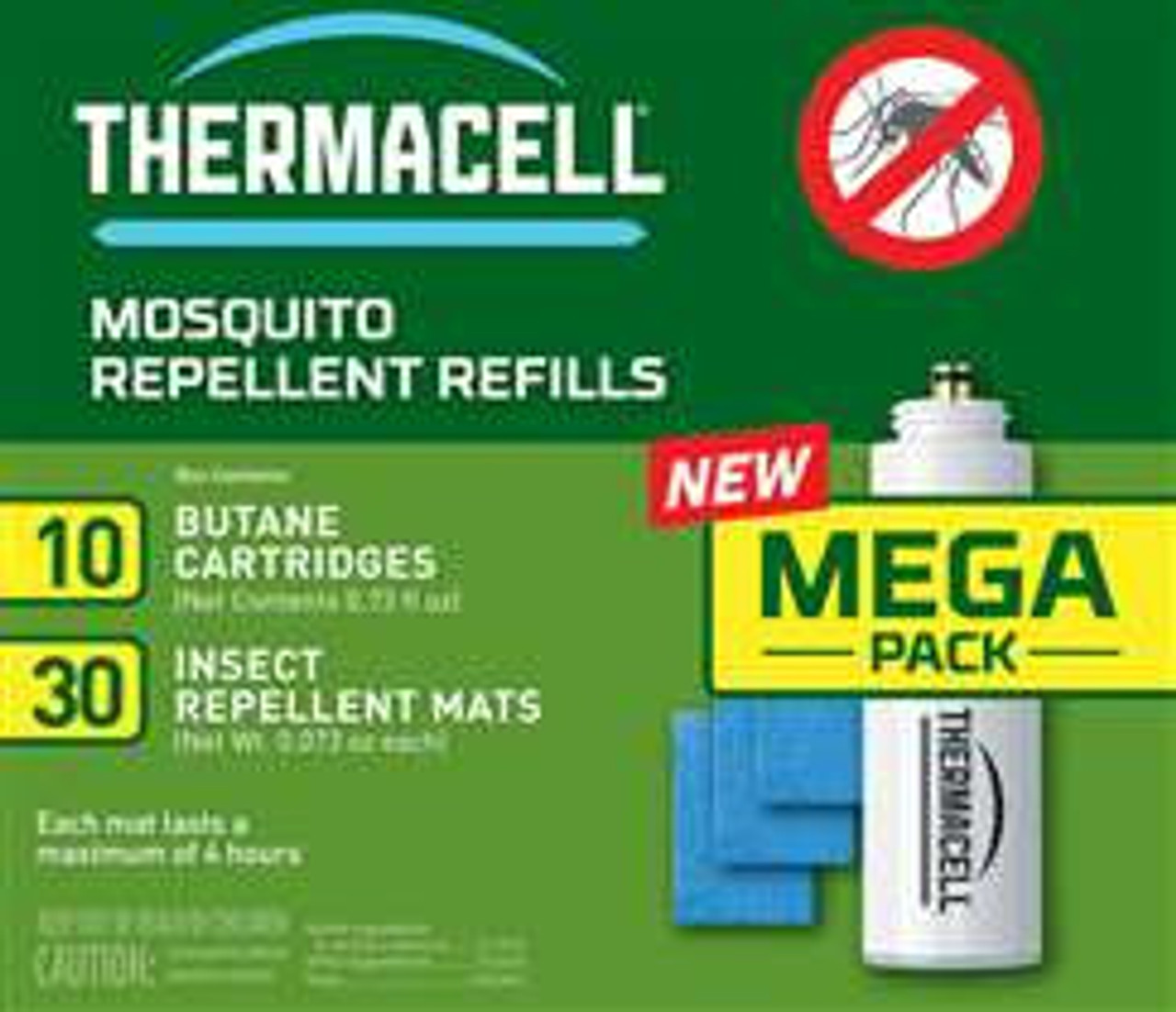 Thermacell Mosquito Repellent Refills, Mega Pack, 10 Butane Cartridges, 30 Insect Repellent Mats
