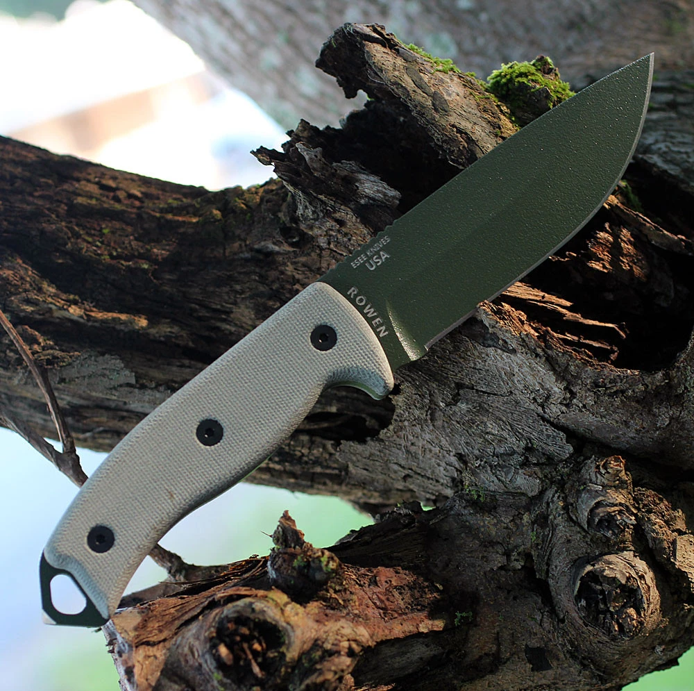 ESEE-5 ESEE-5P-OD-E 1095 OD Green Saber Grind Blade Open Detail View
