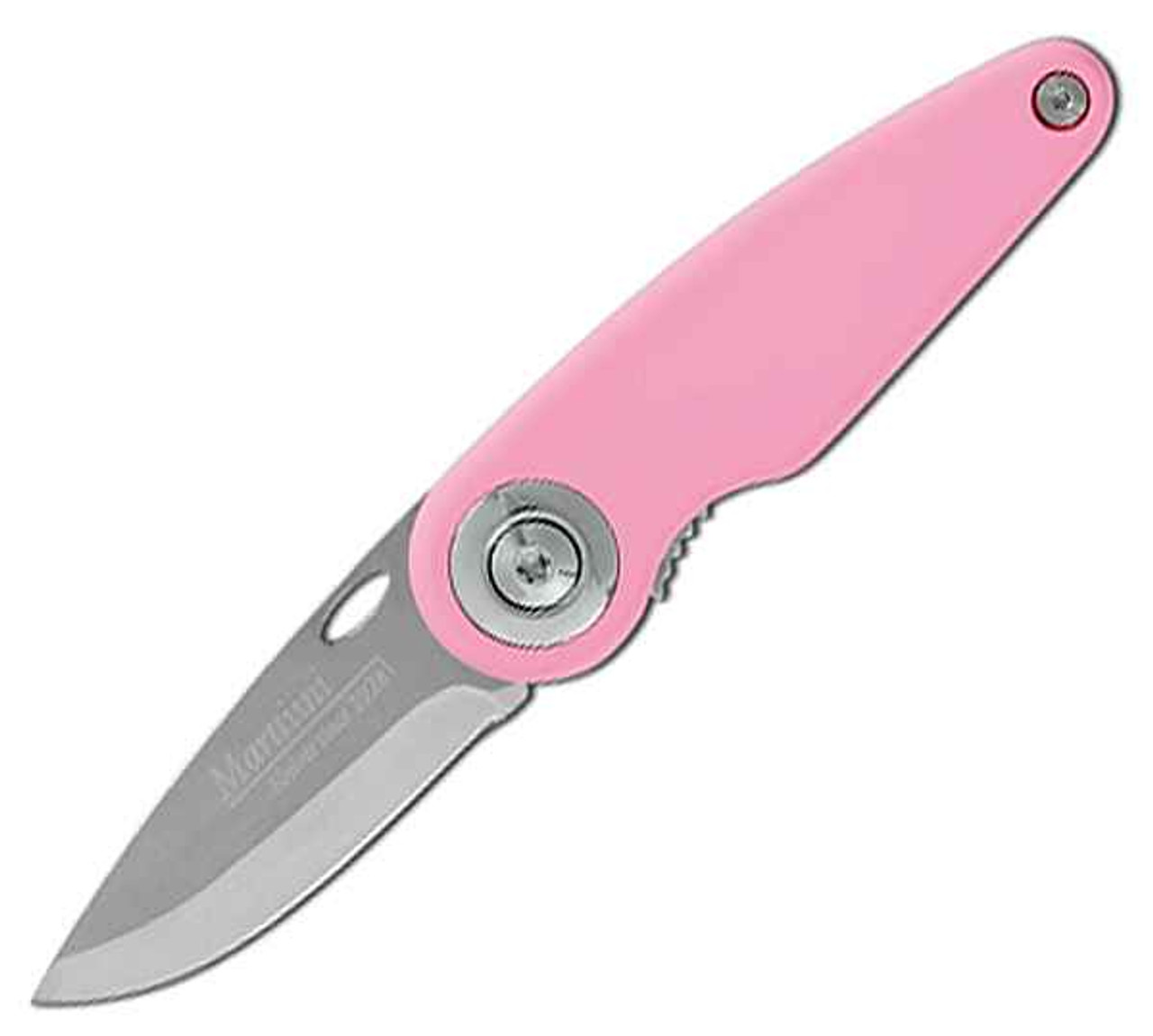 Marttiini Pelican Folder, Stainless Steel, Pink Rubber Handle