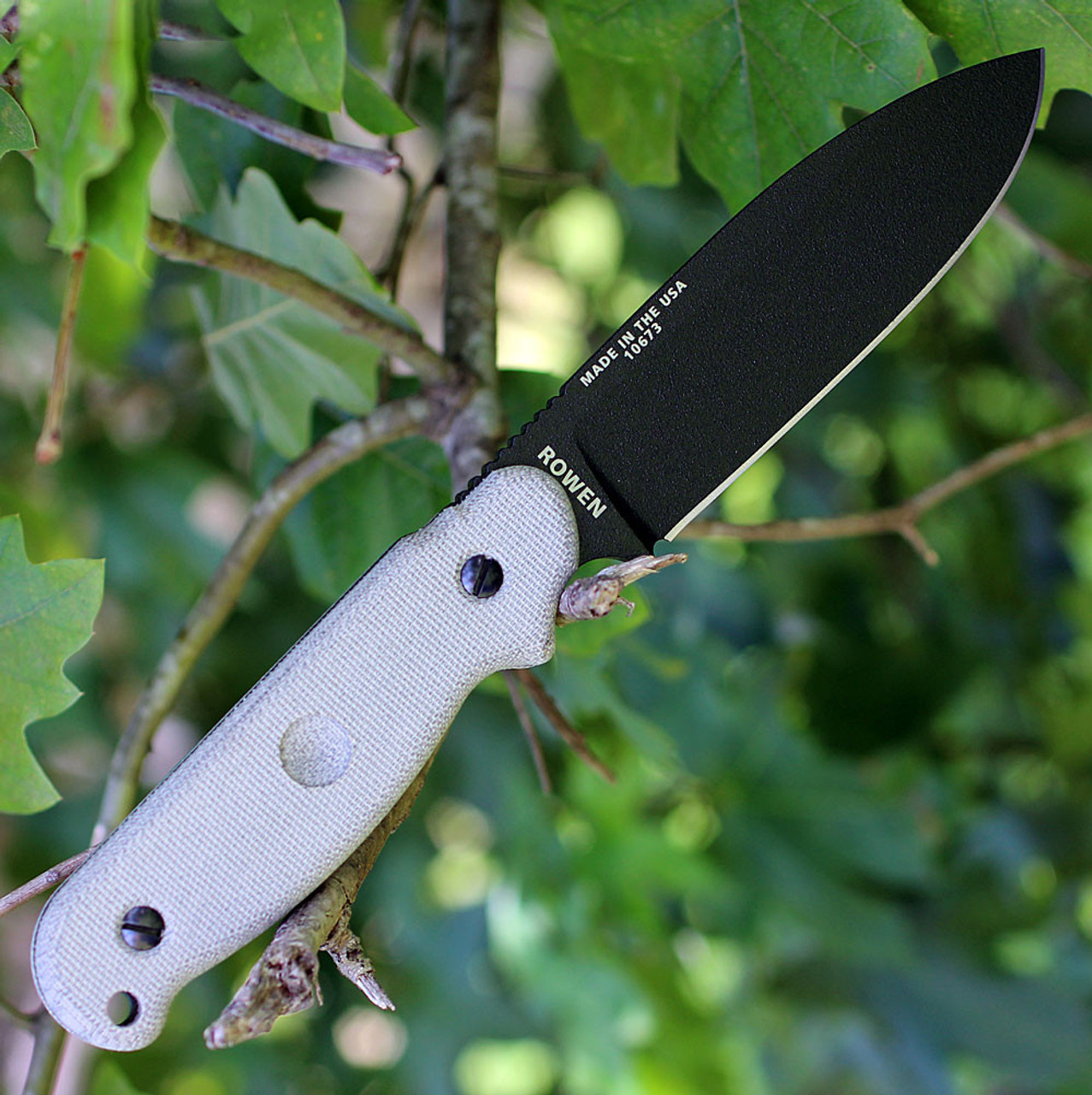 ESEE-Laser Strike Fixed Blade Knife (ESEE-LS-P-E)- 4.75" Black 1095 Spear Point Blade, Tan Micarta Handle